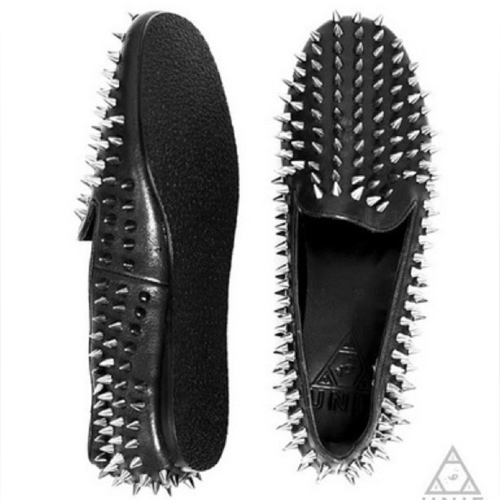 UNIF Black Spiked Hellraiser punk studded Loafers